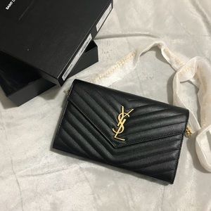 Saint Laurent  Matelasse Monogram Wallet on Chain